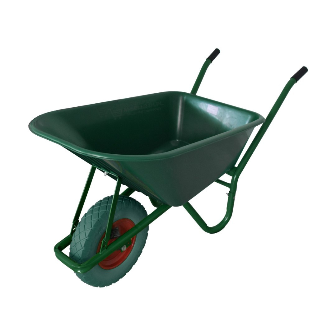 Zahradní kolečko 250 kg 100 l MÍSA PVC + PLNÉ ZELENÉ BEZDUŠOVÉ KOLO M17851